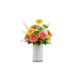 Obraz premium Colorful gerbera daisy bouquet in white vase