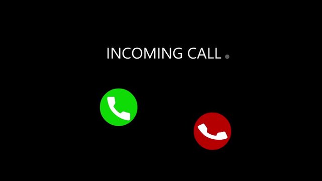 Incoming phone call screen animation with accept and decline icons