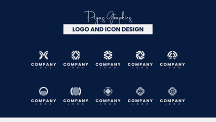 Naklejka premium Abstract Geometric Logo Icon Collection 
