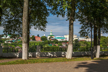 A.S. Pushkin Park with a view of the Church of St. George the Victorious (St. George's Church). Vladimir, Russia