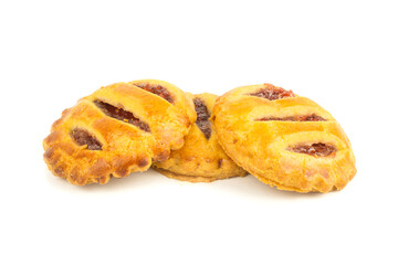 cookies stuffed with jam on a white background.