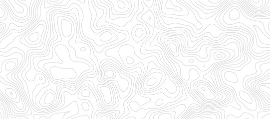 topographic map illustration with contour lines on a white background representing terrain elevation and relief in a visually striking and informative design. © Atikur