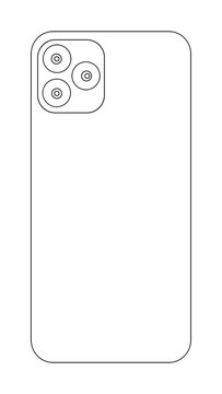 White iPhone png rear view, 3 cameras, illustration
