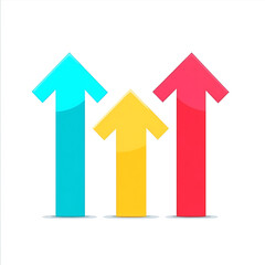 Three upward arrows representing growth and business success vector illustration