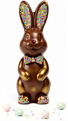Colorful Chocolate Easter Bunny with Sprinkles and Mini Eggs for Festive Celebrations