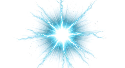 Fototapeta premium A mesmerizing digital explosion radiating with vibrant electric blue light effects isolated on transparent background