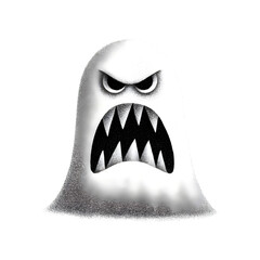 Naklejka premium Spooky cartoon ghost illustration isolated on transparent background