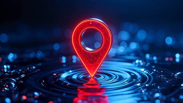 RedGPSIcononBlueWaterdropBackground