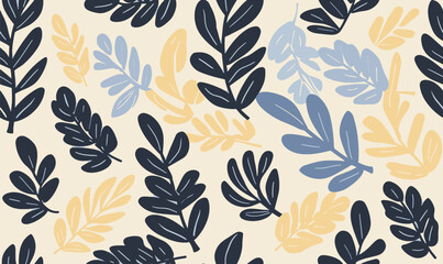 Floral pattern made from abstract organic leaf shapes. Seamless modern pattern