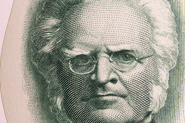 Bjornstjerne Bjornson a closeup portrait from Norwegian money