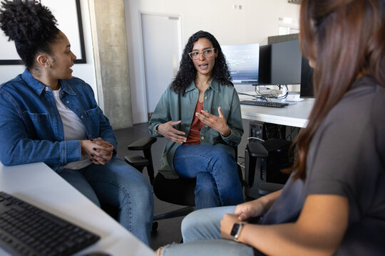 Engaged women having a creative business discussion
