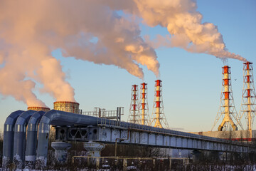 Industrial Power Plant Emitting Smoke into the Sky