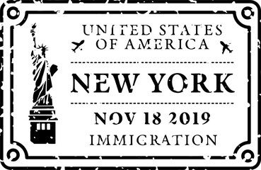 PNG Vintage New York immigration stamp, transparent background © Rawpixel.com