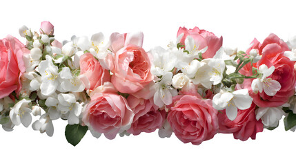 Bouquet of pink roses and tulips