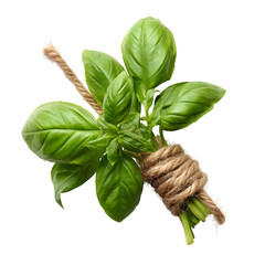 Fresh basil leaves isolated on white background