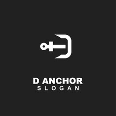 Creative D Anchor Lettermark Logo Design Symbol on Dark Background