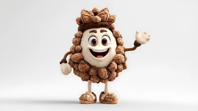 3d model of walnut cartoon character