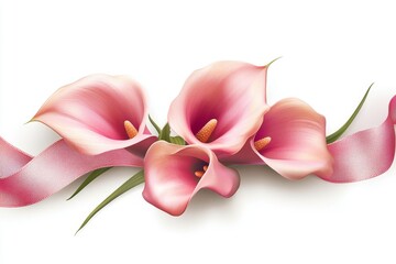 Beautiful arrangement of delicate flowers intertwined with soft satin ribbon, creating elegant decorative piece ideal for celebrations, gifts, or special occasions showcasing nature's beauty