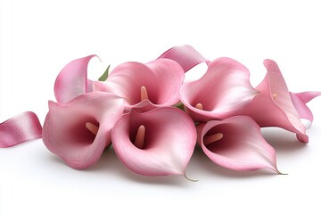 Beautiful arrangement of delicate flowers intertwined with soft satin ribbon, creating elegant decorative piece ideal for celebrations, gifts, or special occasions showcasing nature's beauty