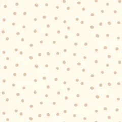 Polka dot boho seamless pattern. Beige neutral simple dots background. Vector illustration childish doodles. Flat repeat cover with mini circles. Calm design for baby parties, kid themes. © Syuzann q