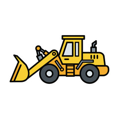Naklejka premium Yellow Front Loader Bulldozer Icon Vector Illustration Flat Design