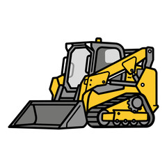 Obraz premium Yellow Compact Track Loader with Bucket on White Background