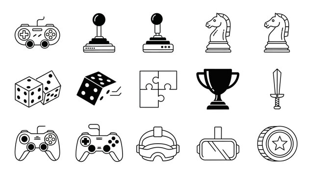 Collection of gaming and sports icons.