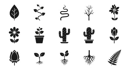 Collection of various plant silhouettes. © Raffi