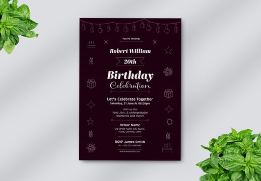 Colorful Modern Birthday Invitation Card Layout