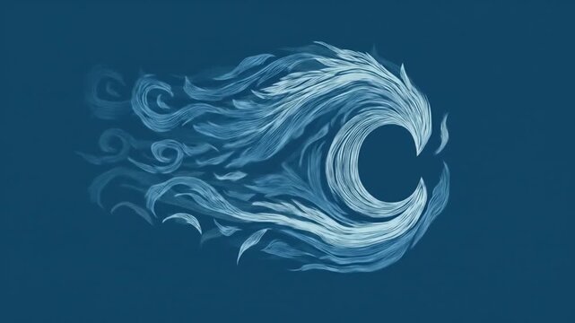 Abstract blue swirls and curlicues on a solid blue background