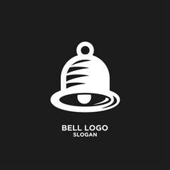 White Bell Logo with Stylized Sound Waves on Black Background for Notification and Alert