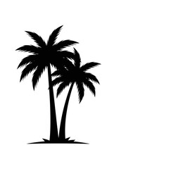 Obraz premium Silhouette of two palm trees on white background