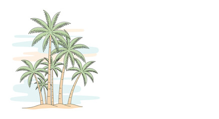 Obraz premium Tropical Palm Trees on Sandy Beach with Soft Pastel Sky - Vector Illustration