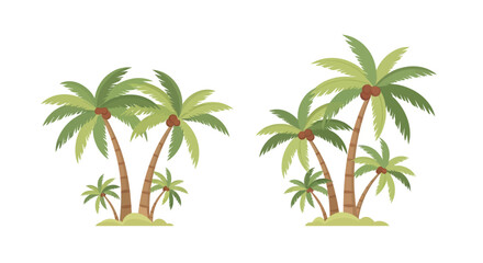 Obraz premium Tropical Palm Trees Cartoon Vector Illustration - Isolated on White