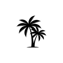 Silhouette of two palm trees on white background, vector illustration