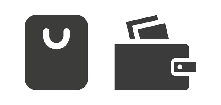 Icons for paying snd shopping. Bag and wallet