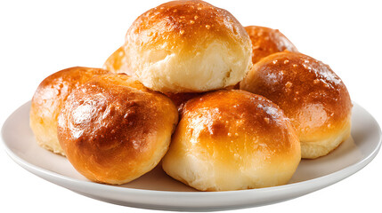 Fresh golden croissant served on a plate isolated on a white background for breakfast or bakery display