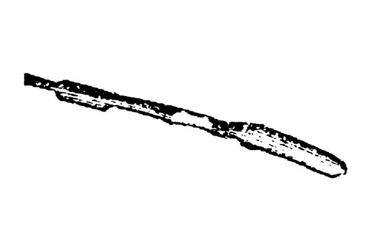 A long wooden oar with blade and loom for rowing boats and small vessels, showing traditional maritime propulsion tool design, old vintage illustration, 1897.
