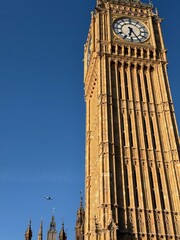 Close-Up of Big Ben Against Clear Blue Sky