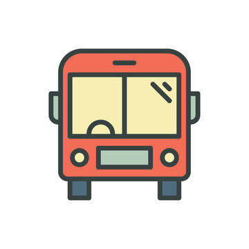Red bus stop vector icon illustration