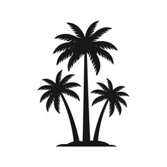 Obraz premium Silhouette of three palm trees on a white background