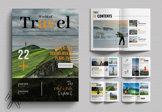 Modern Adventure Travel Magazine Design Layout