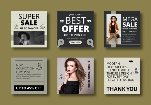 Modern Fashion Sale Social Media Post Template Design