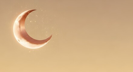 Warm beige sky with crescent moon and stars ramadan kareem islamic eid mubarak background download 2026 2027