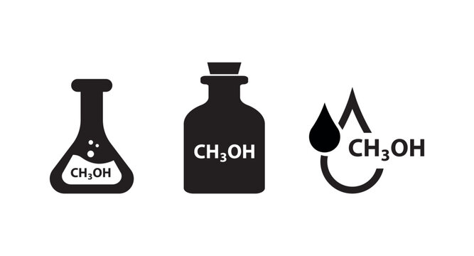 Laboratory glass with CH3OH icon