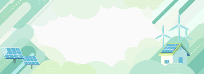 再生可能エネルギー背景 太陽光発電と風力発電のイラスト