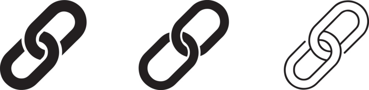 Ink link icon black silhouette and line art symbol for connection and web linking.