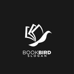Abstract Book Bird Logo Design Vector Template for Education, Knowledge, and Reading Concepts