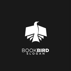 Creative Book Bird Logo Design featuring a bird with abstract open book wings, symbolizing education, knowledge, and literature.