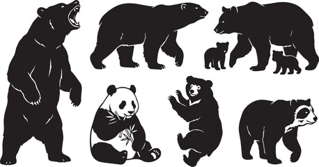 Obraz premium Various Bear Species Silhouette Collection